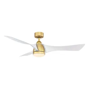 Klear 56 inch Brushed Satin Brass and White Outdoor CCT LED Smart Ceiling Fan with Remote