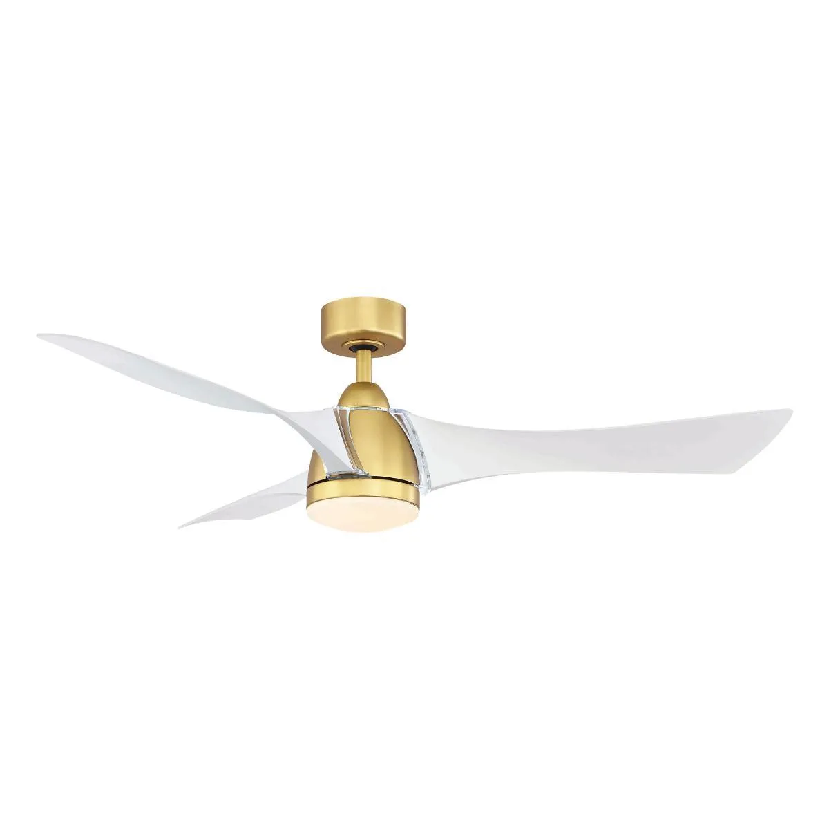 Klear 56 inch Brushed Satin Brass and White Outdoor CCT LED Smart Ceiling Fan with Remote