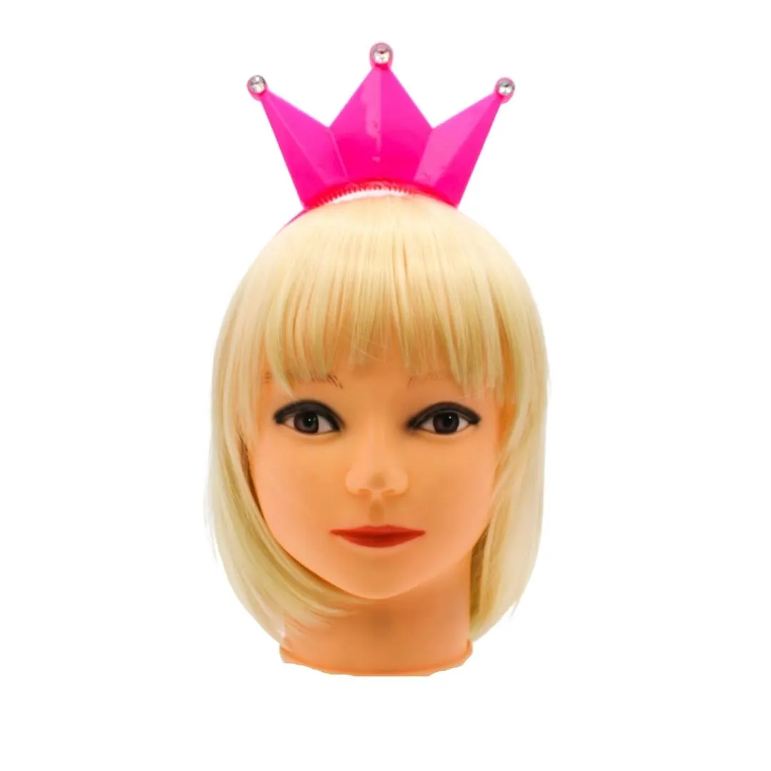 LED Hot Pink Crown with Clear Stones (Each)