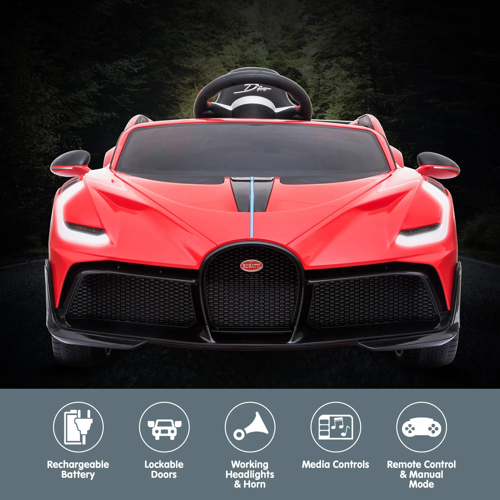 Licensed Bugatti Divo Red Kids Electric Ride On Car 12V7AH