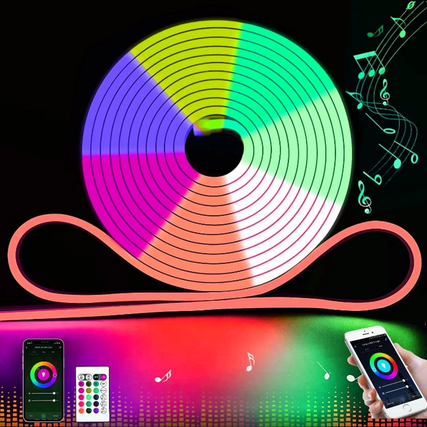 Mini RGB Neon Flex 24V 6x12mm IP65 Waterproof with Remote 10 Metre Kit