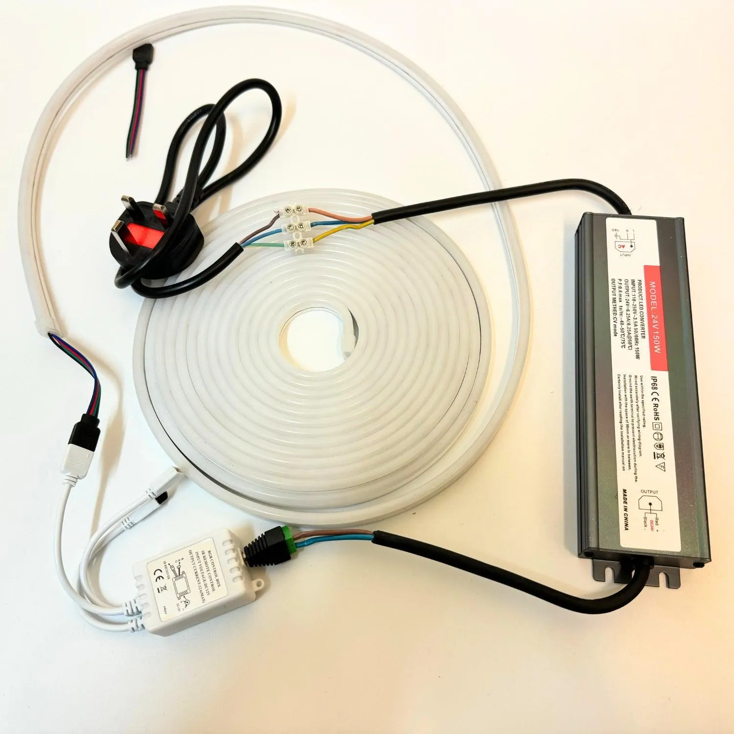 Mini RGB Neon Flex 24V 6x12mm IP65 Waterproof with Remote 10 Metre Kit