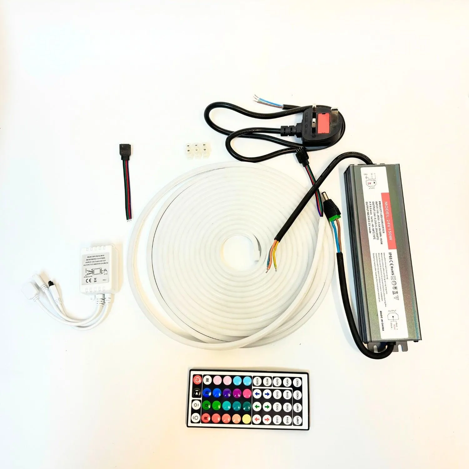 Mini RGB Neon Flex 24V 6x12mm IP65 Waterproof with Remote 10 Metre Kit
