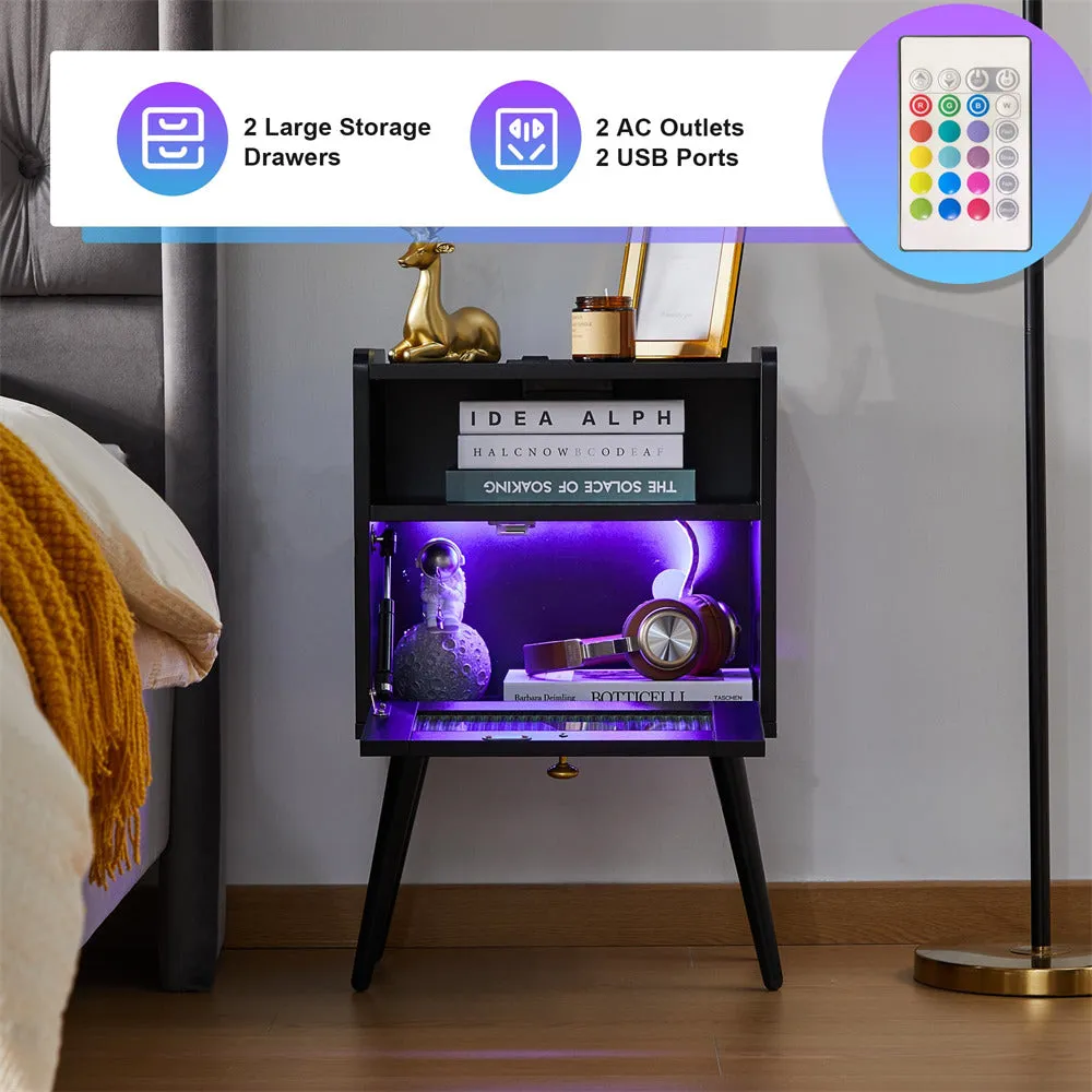 Modern Smart LED Nightstand with Charging Station