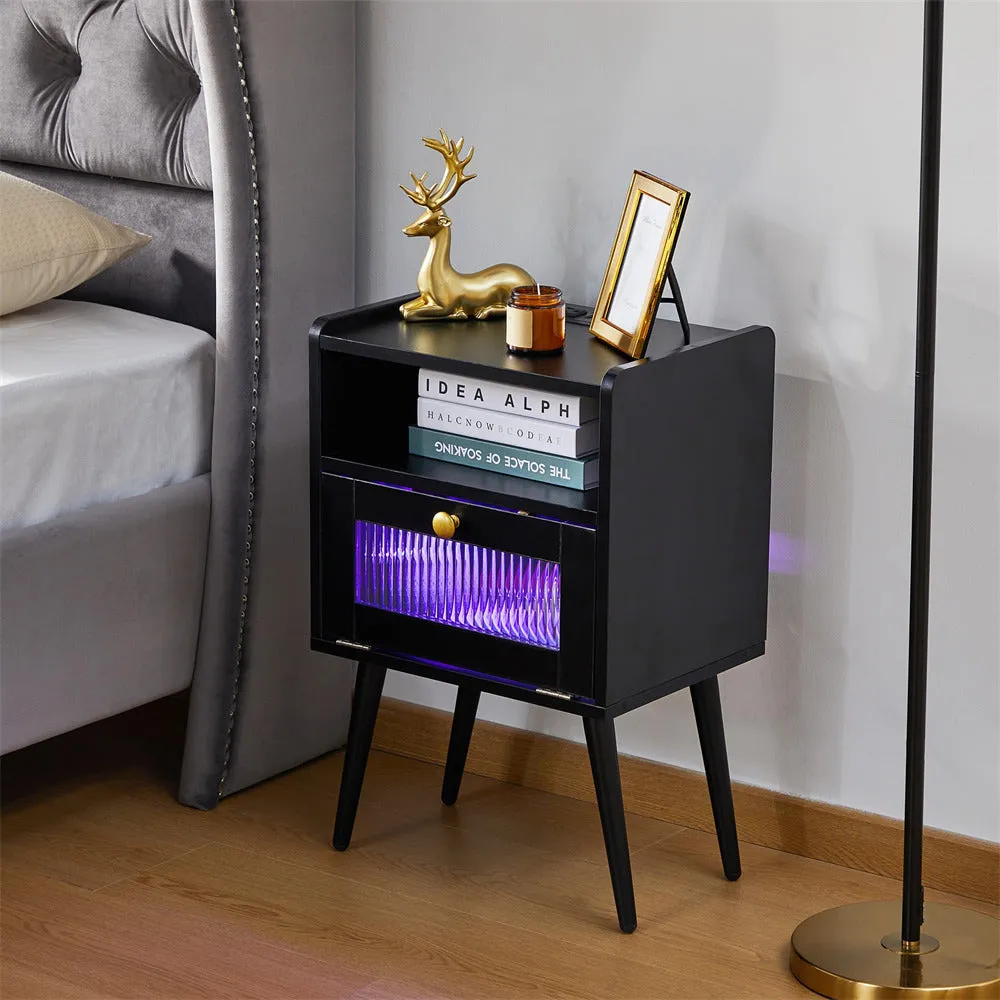Modern Smart LED Nightstand with Charging Station