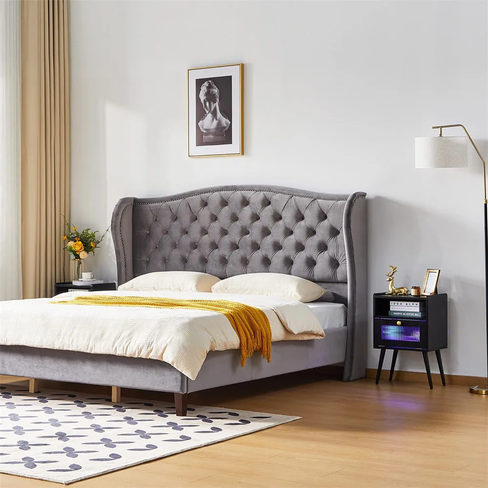 Modern Smart LED Nightstand with Charging Station
