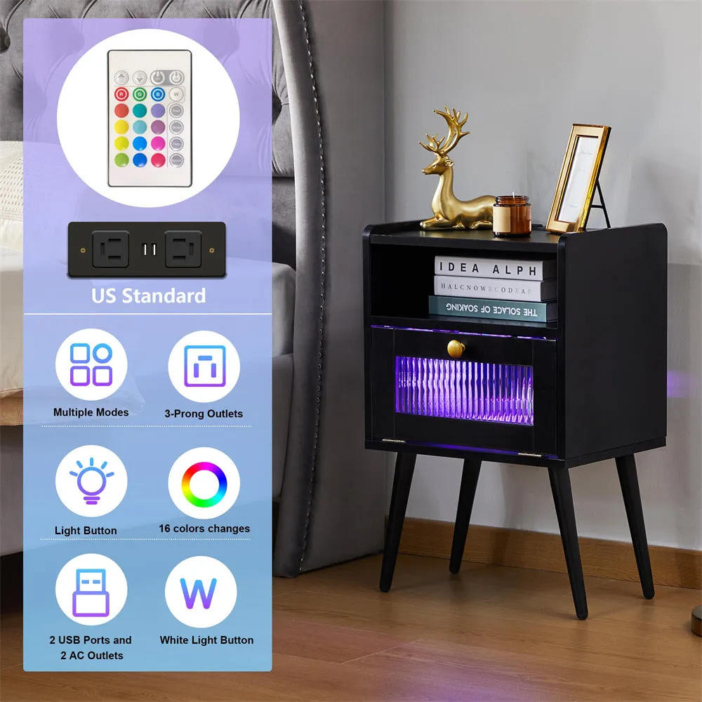 Modern Smart LED Nightstand with Charging Station