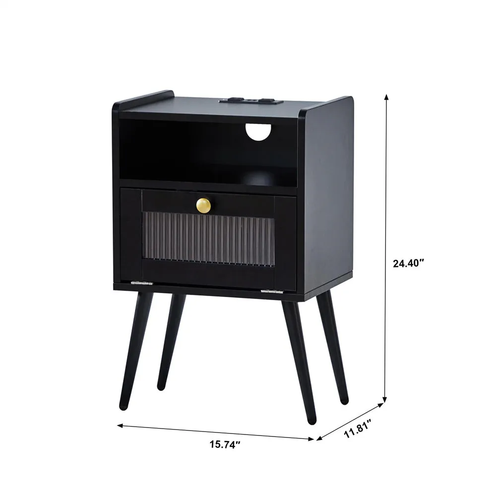 Modern Smart LED Nightstand with Charging Station
