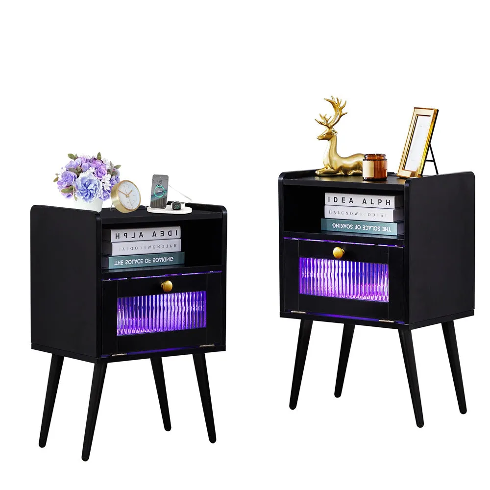 Modern Smart LED Nightstand with Charging Station