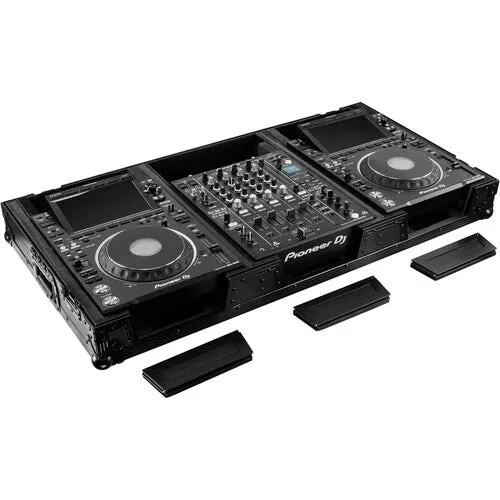 Odyssey FZ12CDJWXD2BL Extra-Deep Coffin Flight Case for 12" DJ Mixer and Two Large-Format Media Players (All Black)