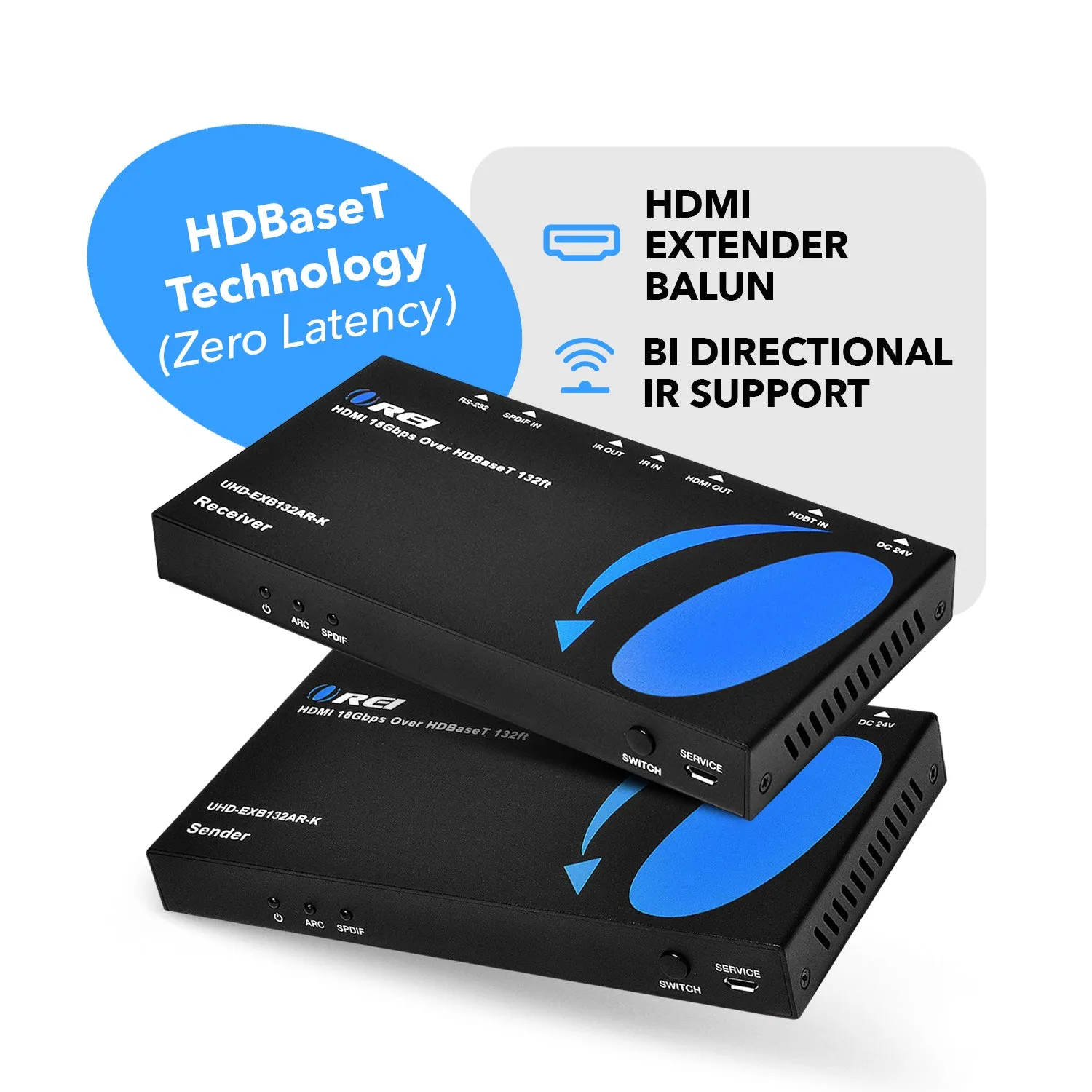 OREI UHD-EXB132AR-K: HDBaseT 4K HDMI Extender Balun upto 132 feet over CAT5e/6/7-ARC & IR Support
