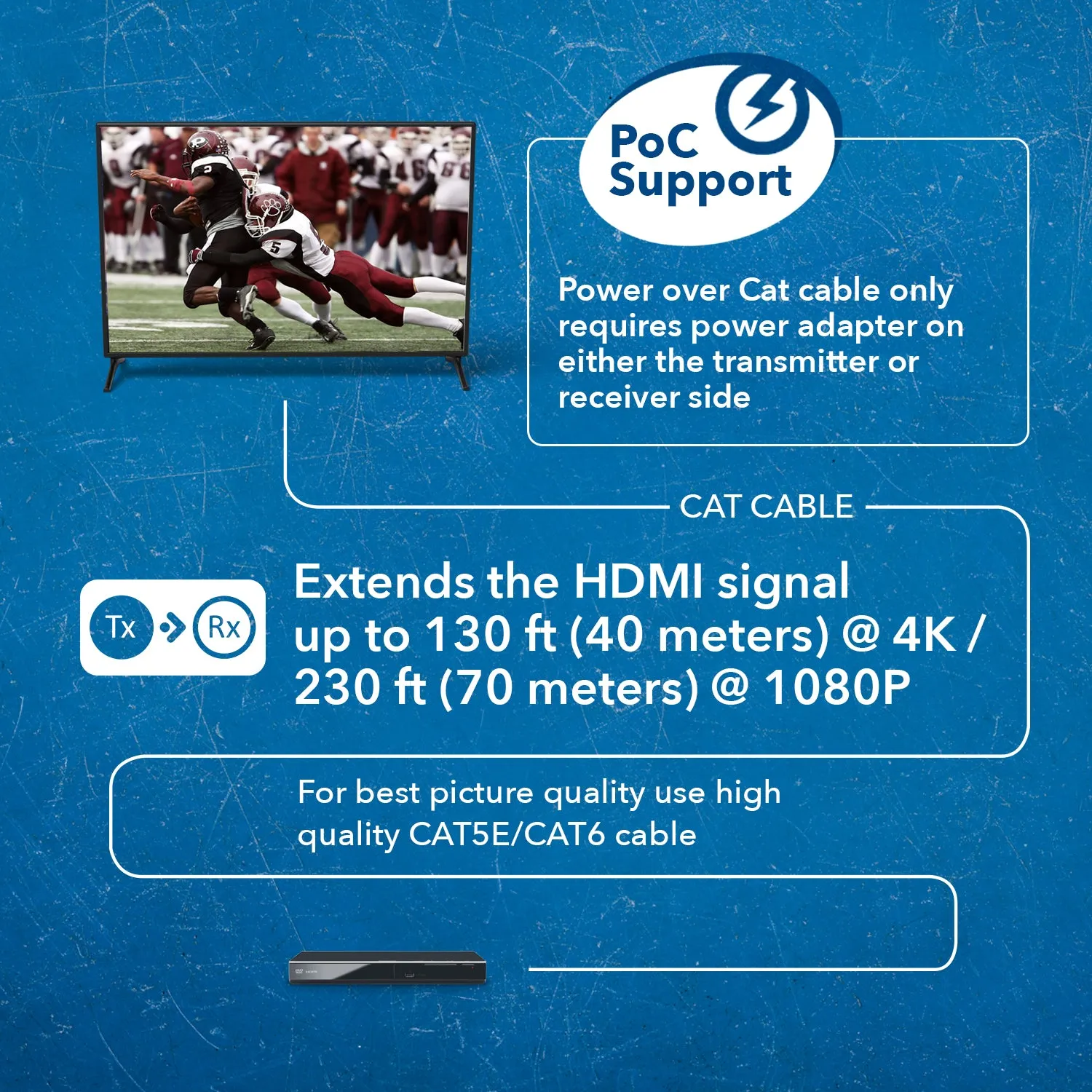 OREI UHD-EXB132AR-K: HDBaseT 4K HDMI Extender Balun upto 132 feet over CAT5e/6/7-ARC & IR Support
