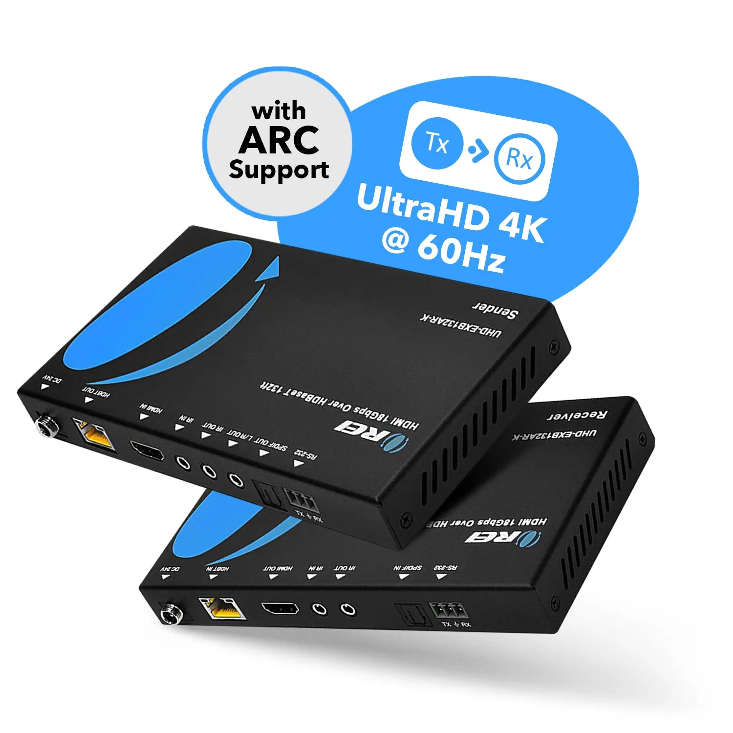 OREI UHD-EXB132AR-K: HDBaseT 4K HDMI Extender Balun upto 132 feet over CAT5e/6/7-ARC & IR Support