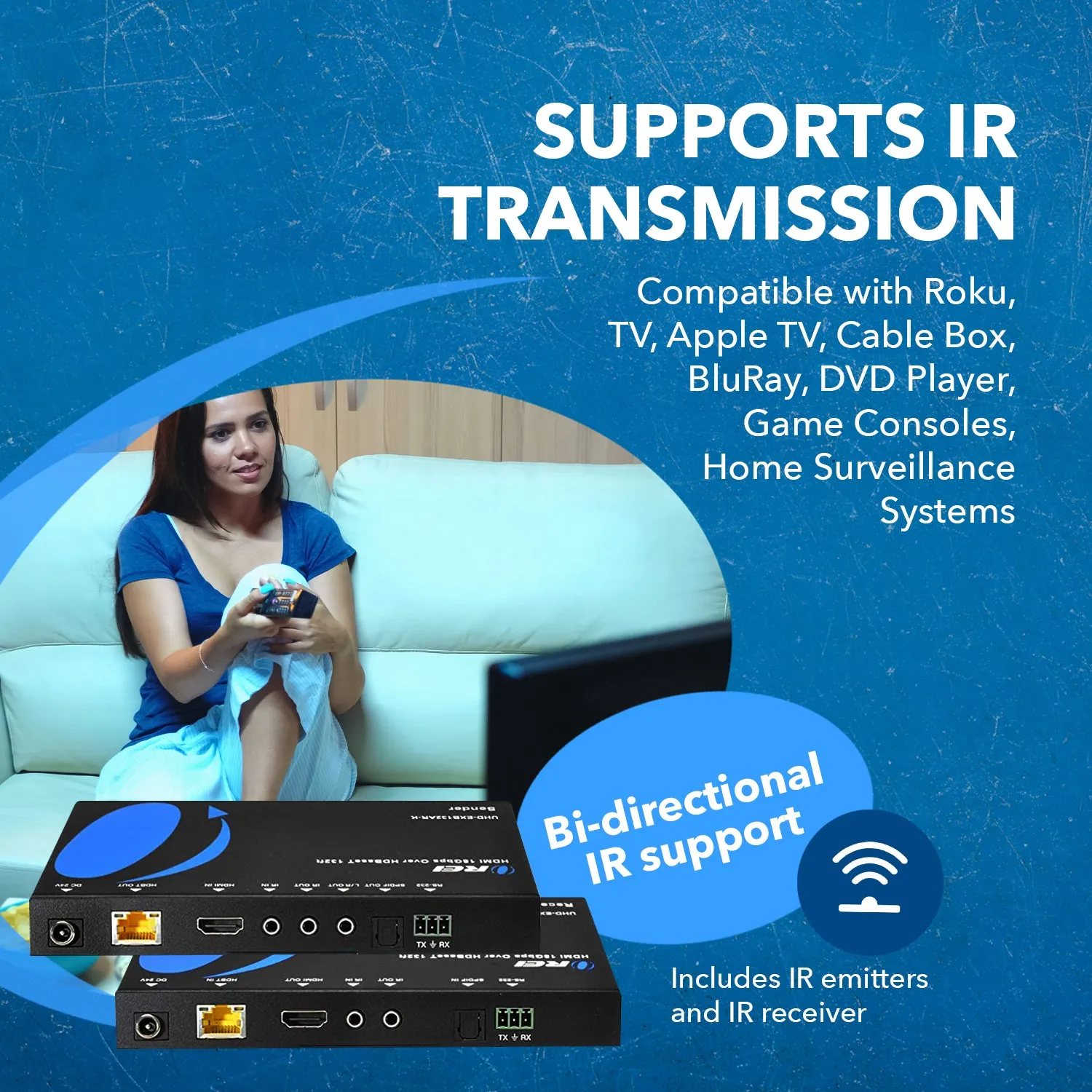OREI UHD-EXB132AR-K: HDBaseT 4K HDMI Extender Balun upto 132 feet over CAT5e/6/7-ARC & IR Support