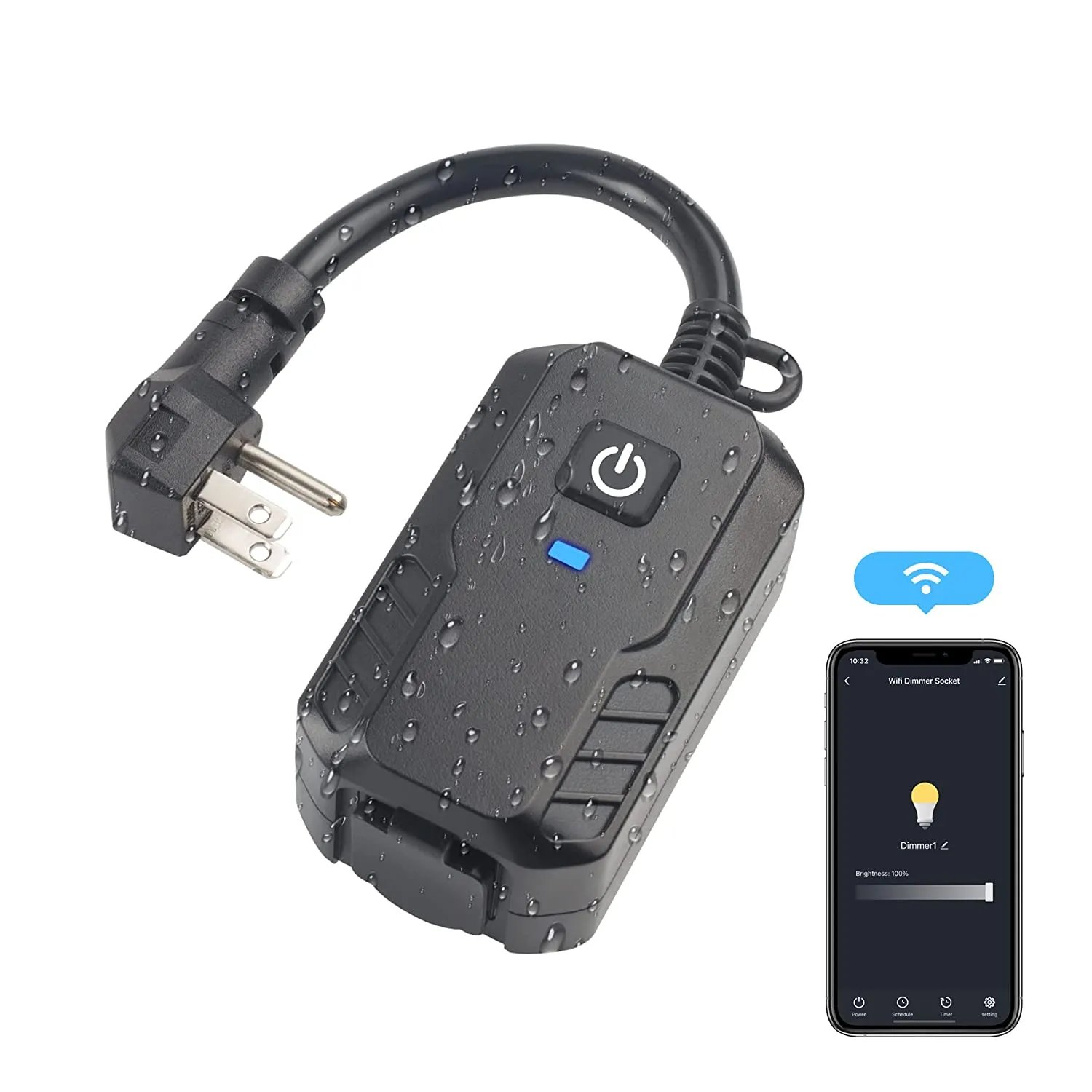 Outdoor Smart WiFi Dimmer Plug APP Remote Control and Google Assistant, Alexa BN-LINK