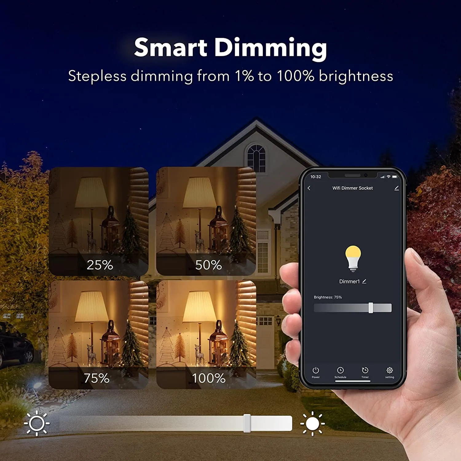 Outdoor Smart WiFi Dimmer Plug APP Remote Control and Google Assistant, Alexa BN-LINK