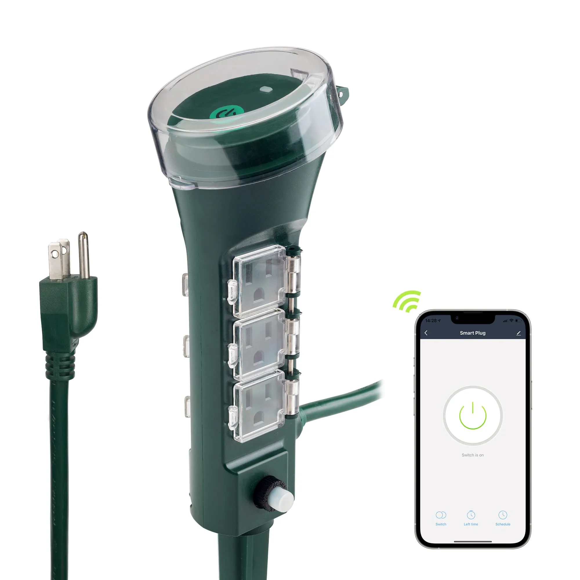 Outdoor Smart WiFi Timer Outlet Heavy Duty Yard Stake Compatible Function HBN