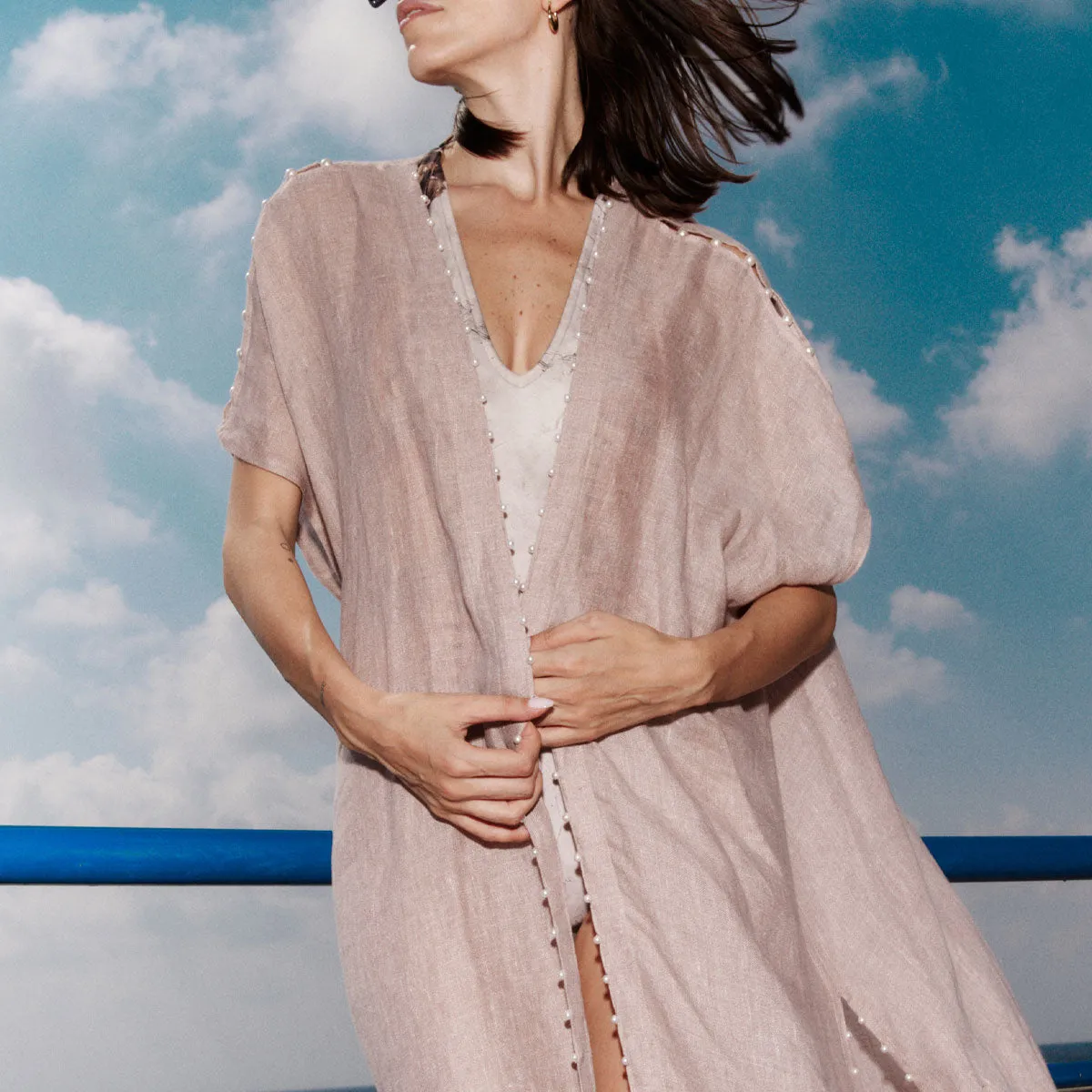 PEARL DROPS ON PINK ABAYA