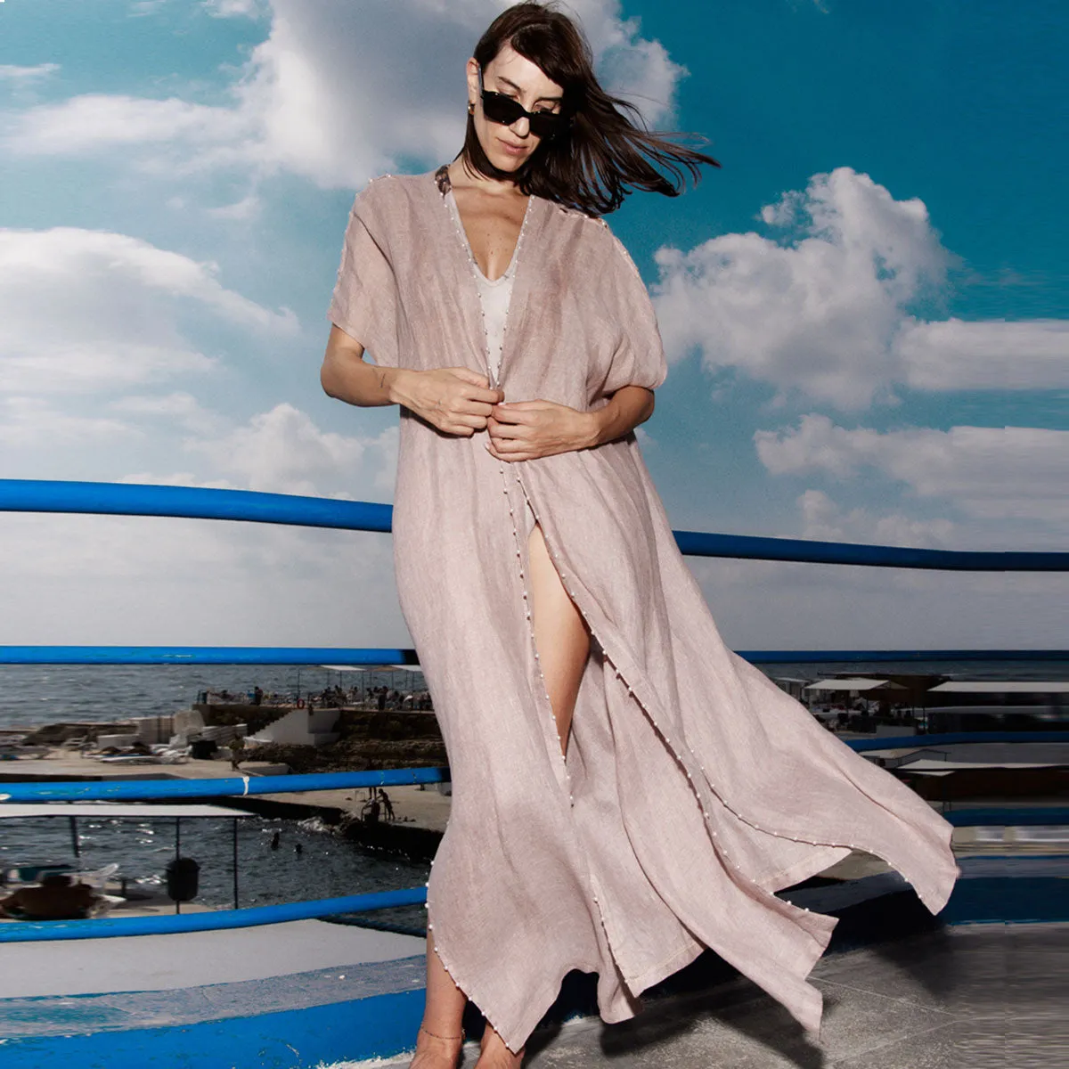PEARL DROPS ON PINK ABAYA