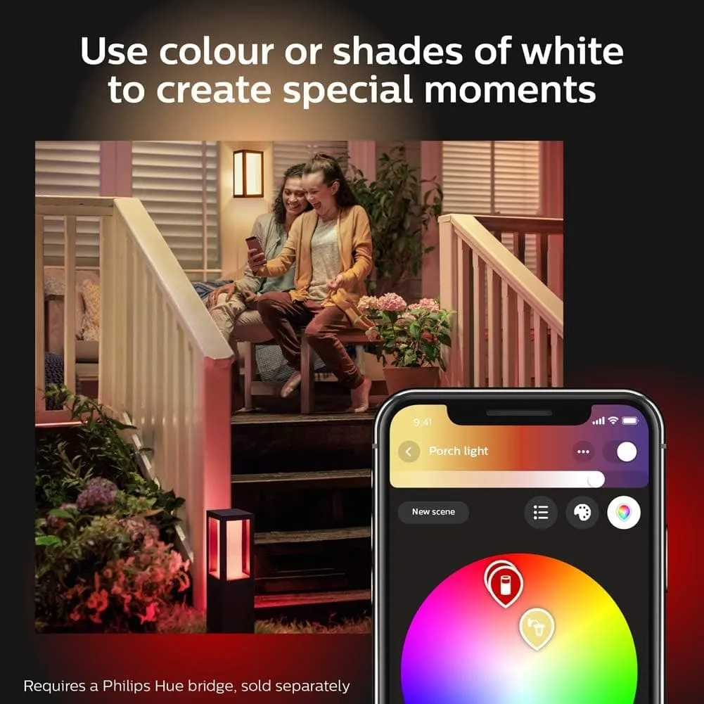 Philips Hue Impress White and Colour Ambiance LED Smart Garden Wall Light [Slim], Works with Alexa, Google Assistant and Apple Homekit