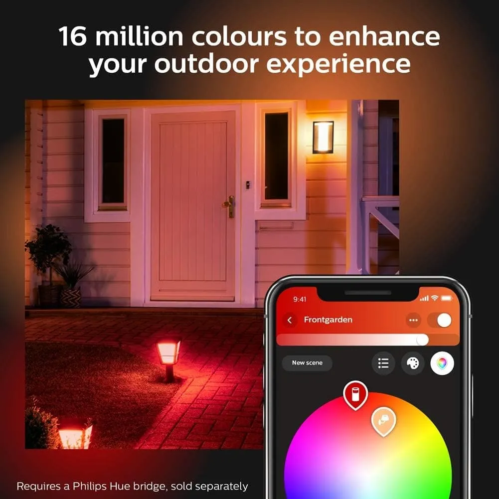 Philips Hue Impress White and Colour Ambiance LED Smart Garden Wall Light [Slim], Works with Alexa, Google Assistant and Apple Homekit