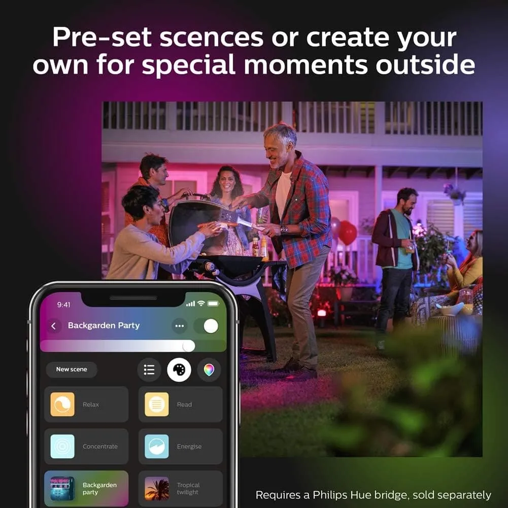 Philips Hue Impress White and Colour Ambiance LED Smart Garden Wall Light [Slim], Works with Alexa, Google Assistant and Apple Homekit