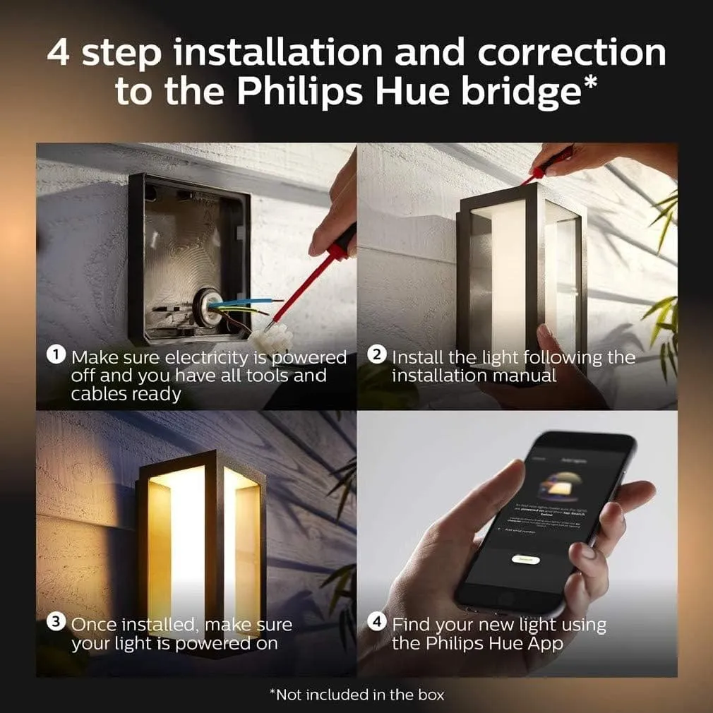 Philips Hue Impress White and Colour Ambiance LED Smart Garden Wall Light [Slim], Works with Alexa, Google Assistant and Apple Homekit
