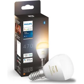 Philips Hue White Ambiance Luster Smart LED Light Bulb 1 Pack [E14 Edison Screw] for Indoor Home Lighting, Livingroom, Bedroom