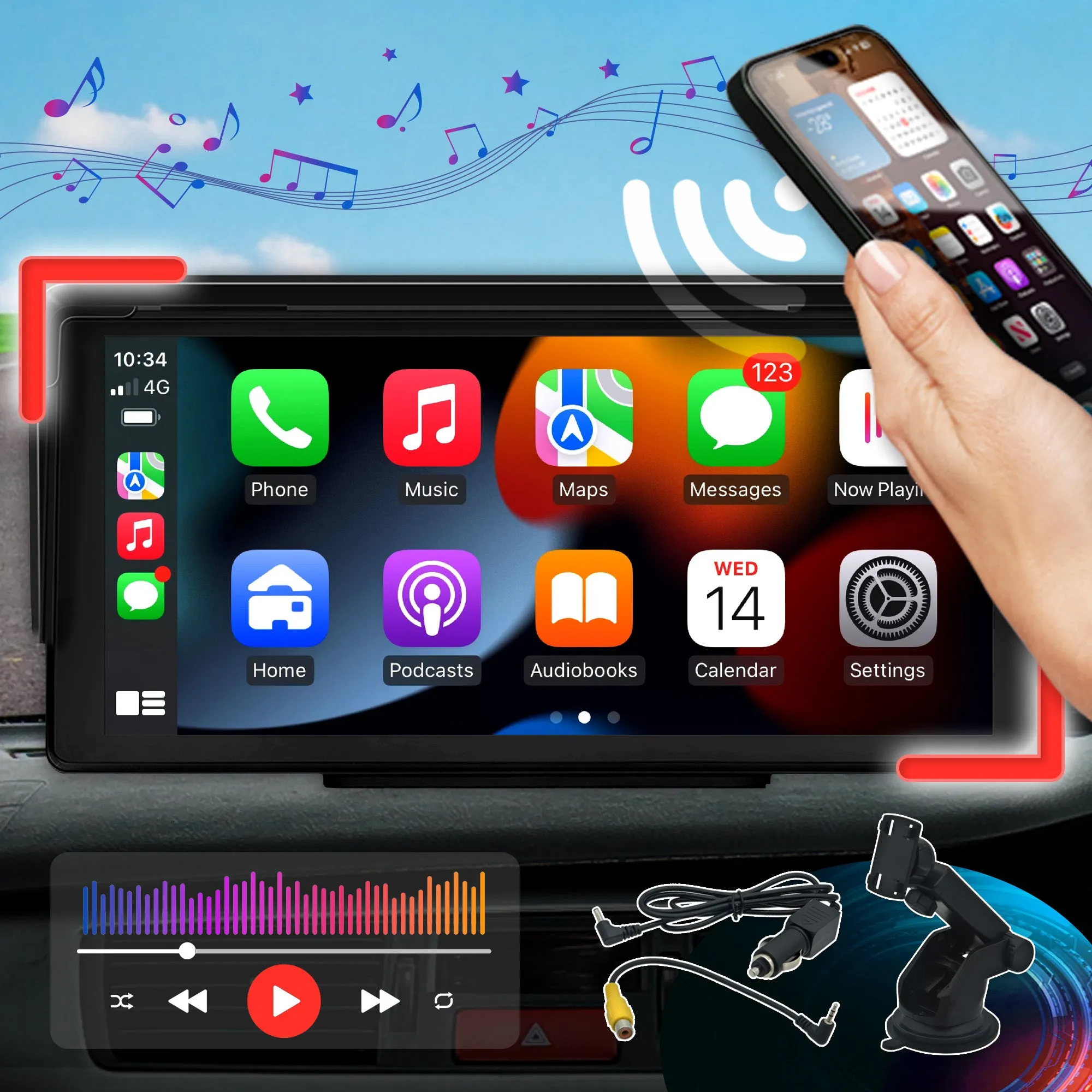 PHONE SPECIAL Kleva SmartPlay XL 10" HD Universal Touchscreen - Apple CarPlay Android Auto Wireless