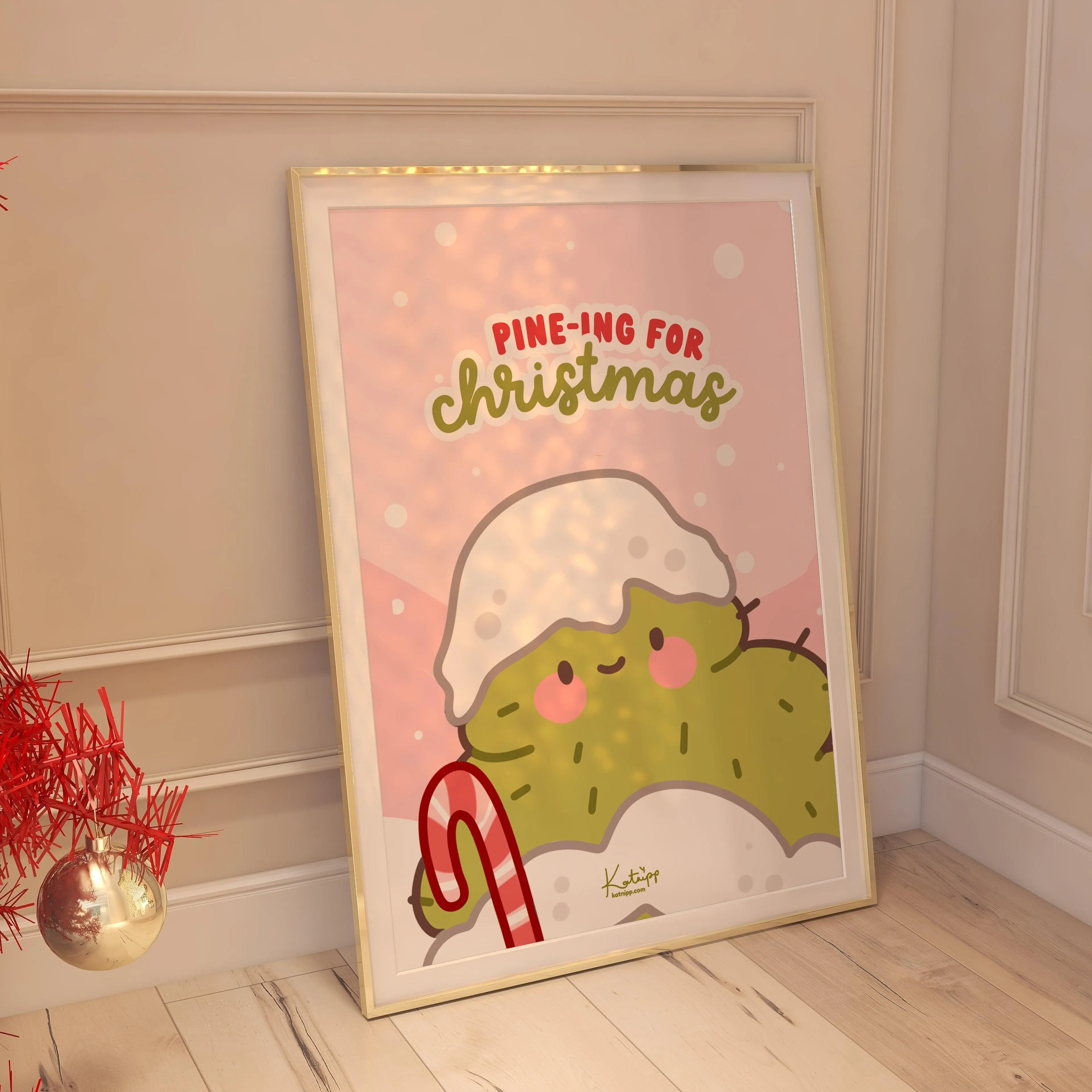 Pine-ing For Christmas, Funny Christmas Wall Art Art Print