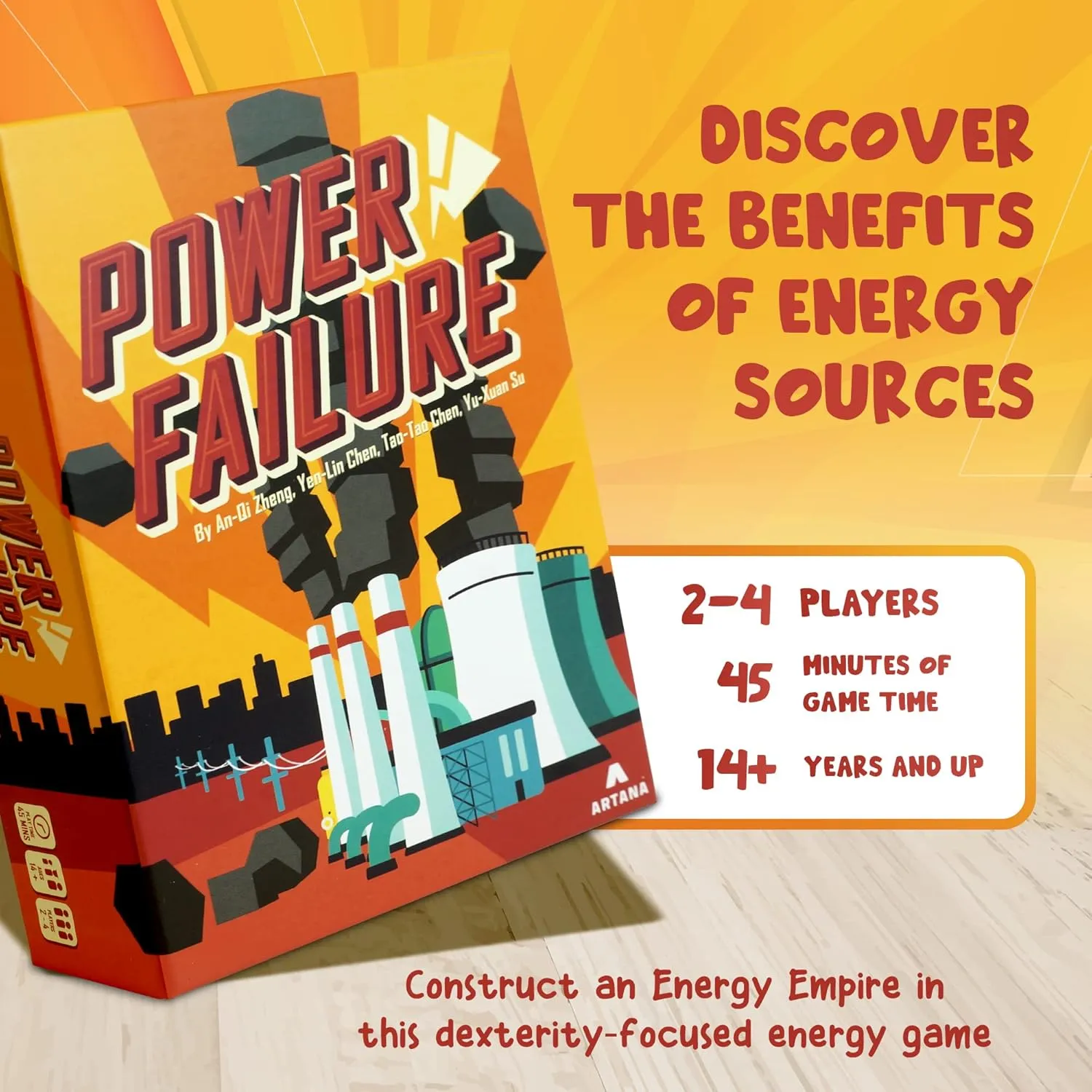 Power Failure Card Game | Build an energy empire, stack blocks on the carbon tower, hope they don't collapse!