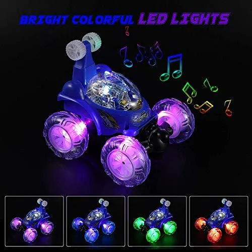 R/C Rechargeable 360 Degree Twisting Stunt Car with Music & Lights for Kids (Colors as Per Stock)