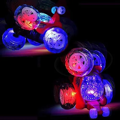R/C Rechargeable 360 Degree Twisting Stunt Car with Music & Lights for Kids (Colors as Per Stock)