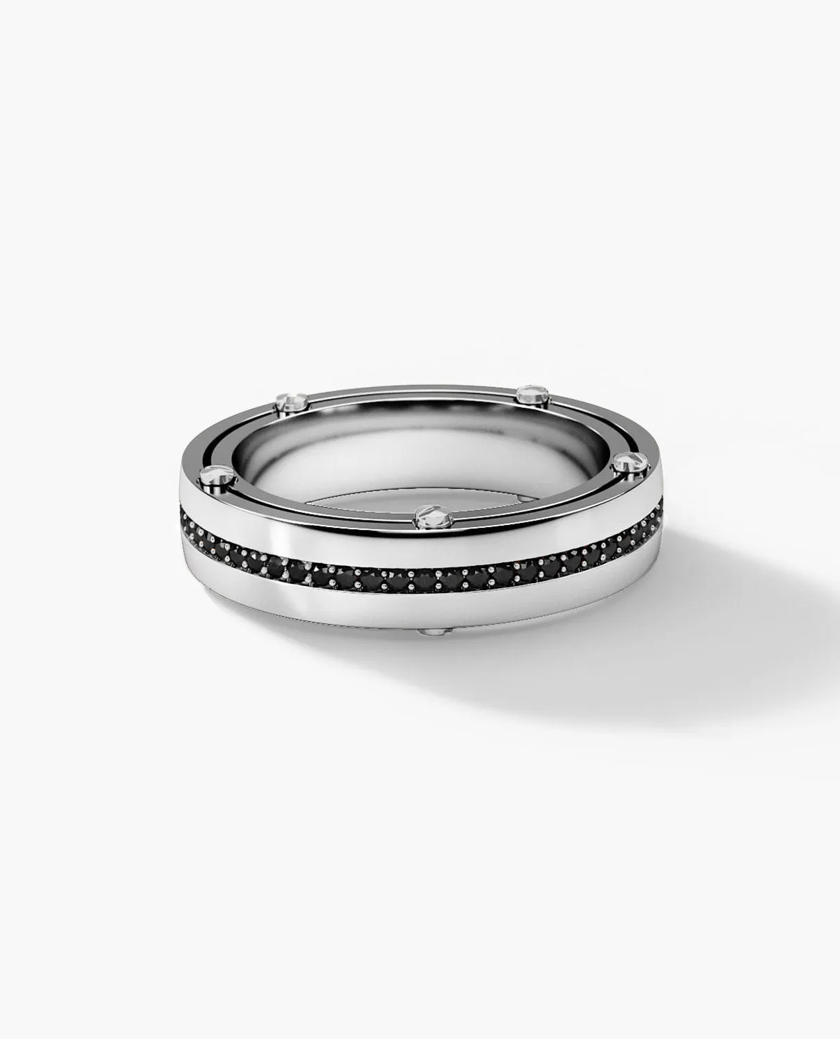 Ready to Ship - FRANKLIN Comfort Fit Gold Ring with 0.50ct Black Diamonds