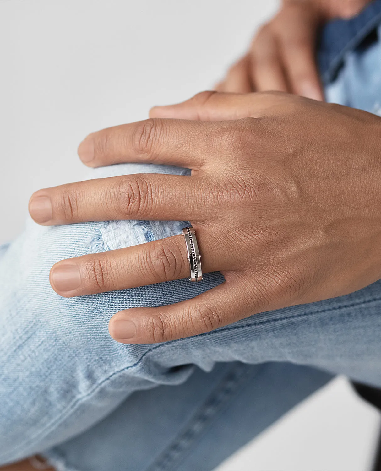 Ready to Ship - FRANKLIN Comfort Fit Gold Ring with 0.50ct Black Diamonds