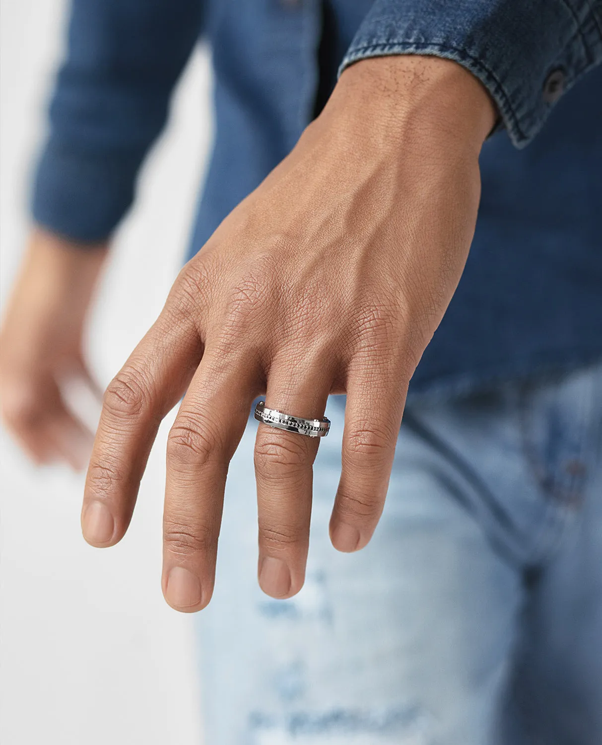 Ready to Ship - FRANKLIN Comfort Fit Gold Ring with 0.50ct Black Diamonds