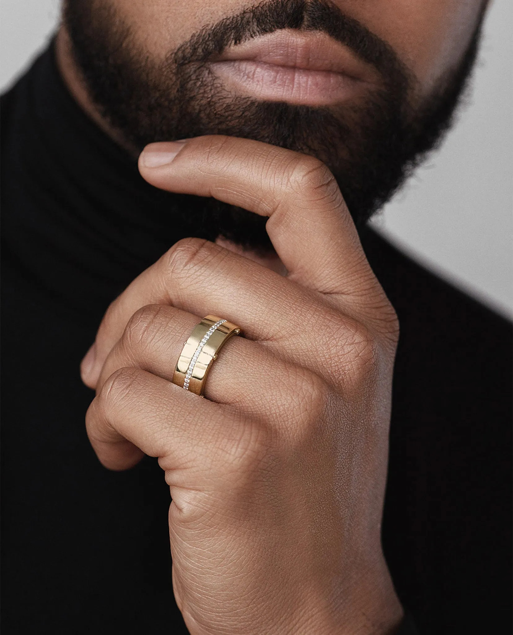 Ready to Ship - FRANKLIN Comfort Fit Gold Ring with 0.50ct Diamonds - Wide Version