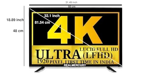 REAL MERCURY 32 fhd 80(cm) 4k Ultra Full hd Lucid Pixel Smart QLED ga4 Series