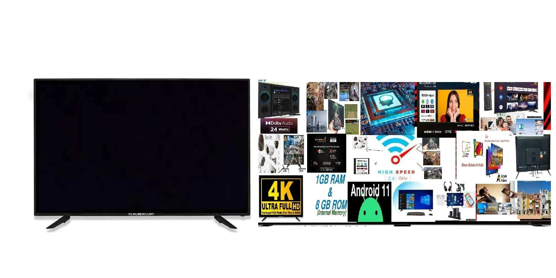 REALMERCURY 32 Inch 4K Ultra Full HD Android 11 FV4