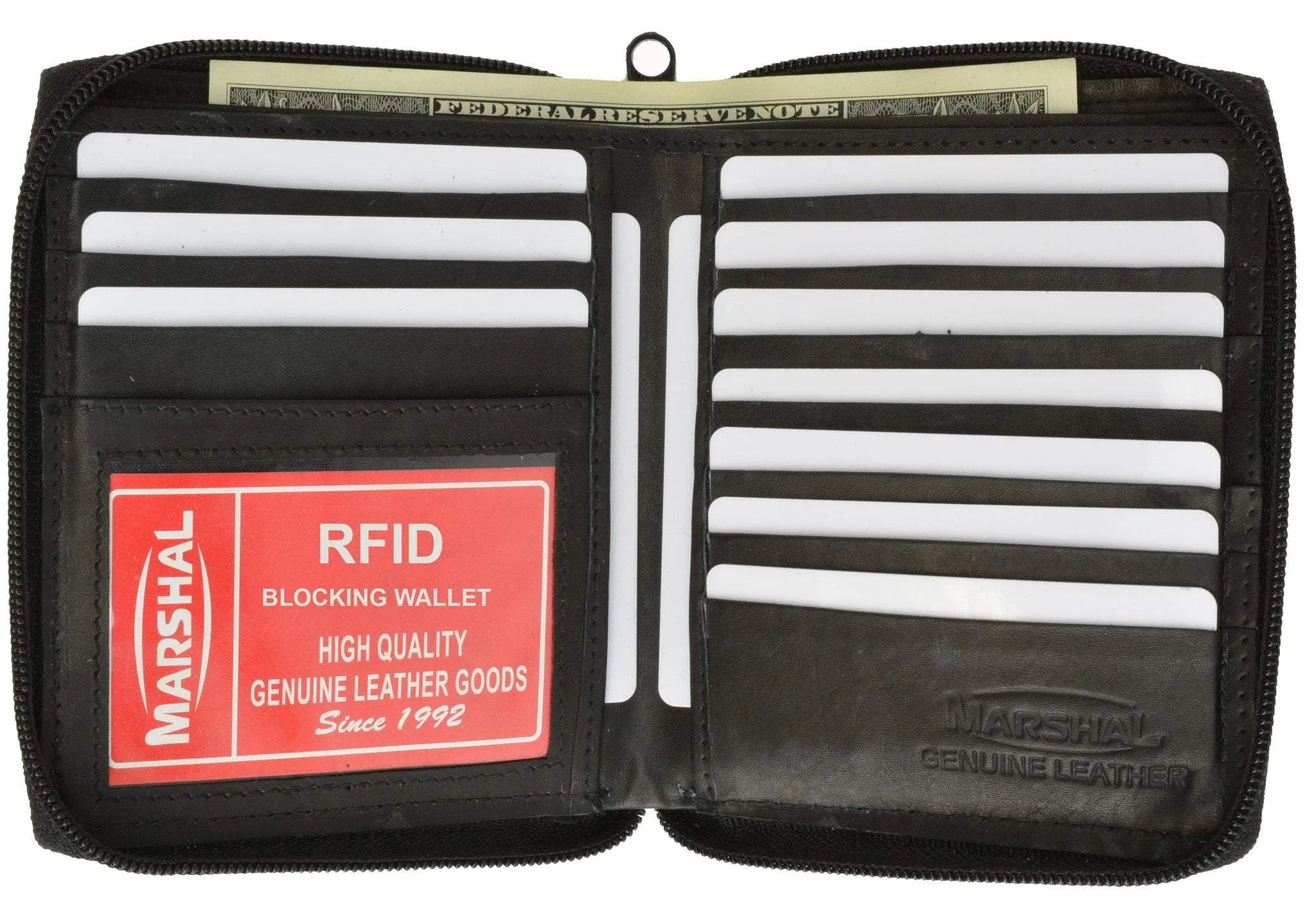 RFID Blocking Mens Leather Zippered Wallet RFID 702 (C)