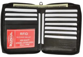 RFID Blocking Mens Leather Zippered Wallet RFID 702 (C)