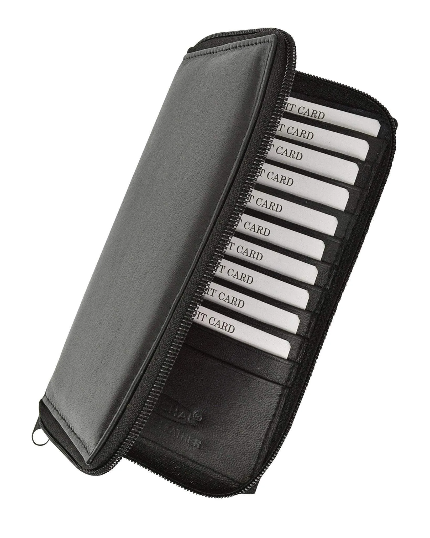 RFID Premium Soft Leather Zipper Wallet Business & Credit Card Case Holder Bifold RFID P 729 (C)