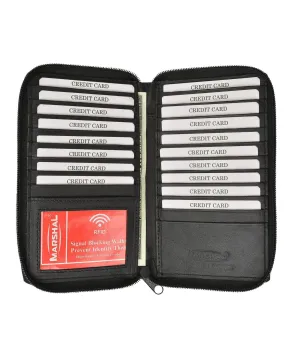 RFID Premium Soft Leather Zipper Wallet Business & Credit Card Case Holder Bifold RFID P 729 (C)
