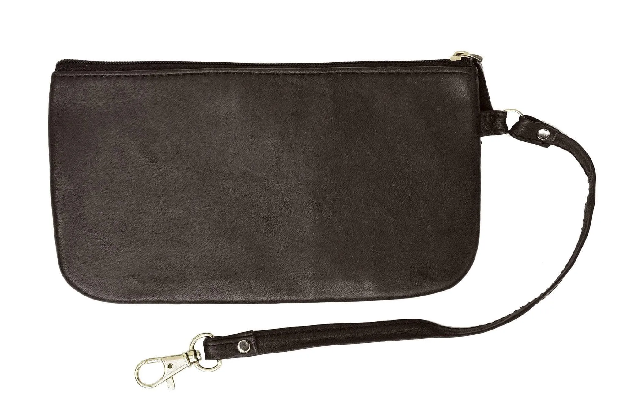 RFID Safe Soft-Sided Premium Leather Zippered Wristlet Wallet. RFID P 1716 (C)