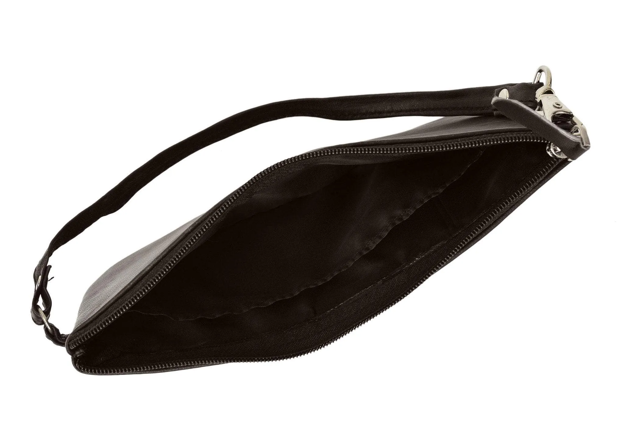 RFID Safe Soft-Sided Premium Leather Zippered Wristlet Wallet. RFID P 1716 (C)