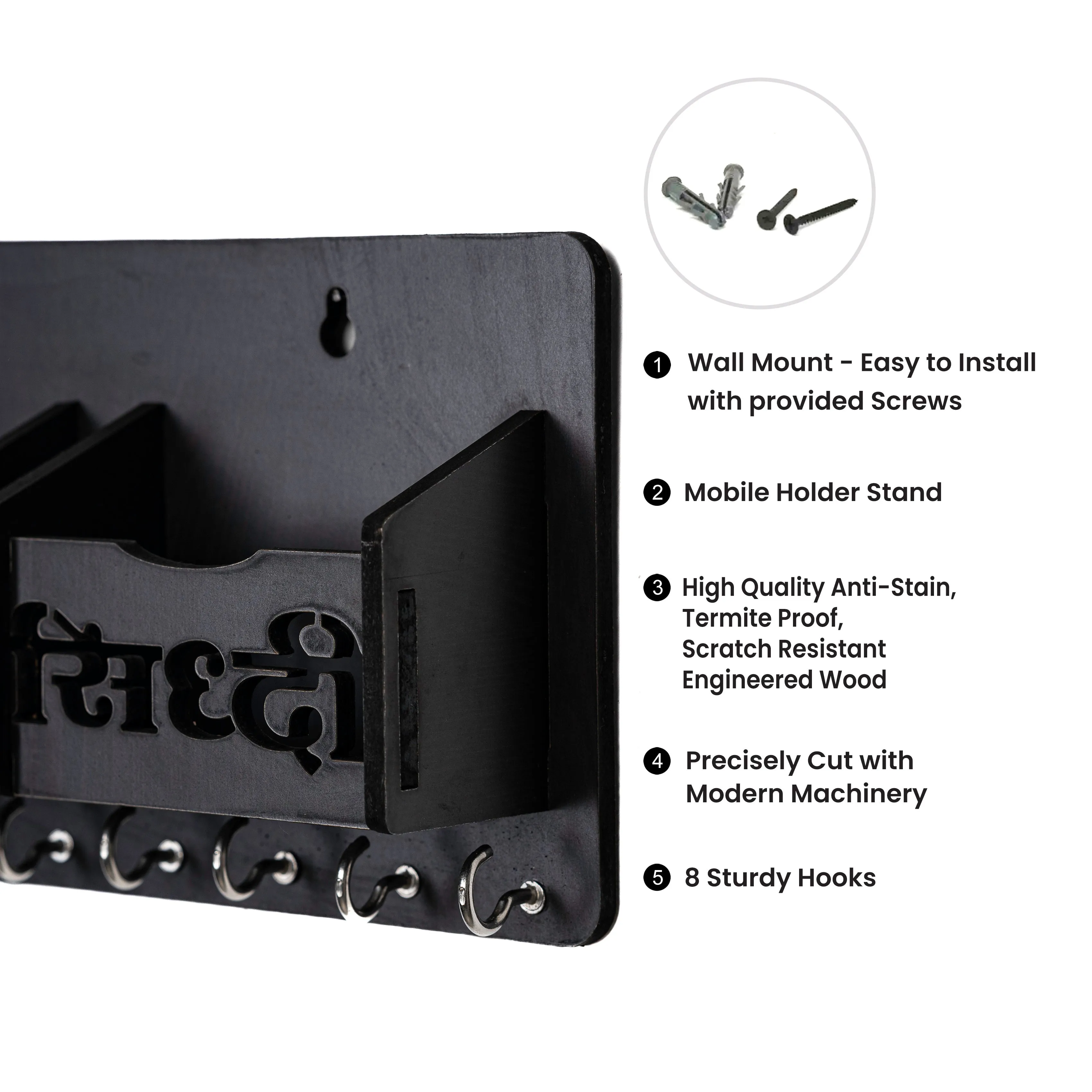 Ridhi-Sidhi Charm Wall-Mounted Key Keeper with Phone Holder