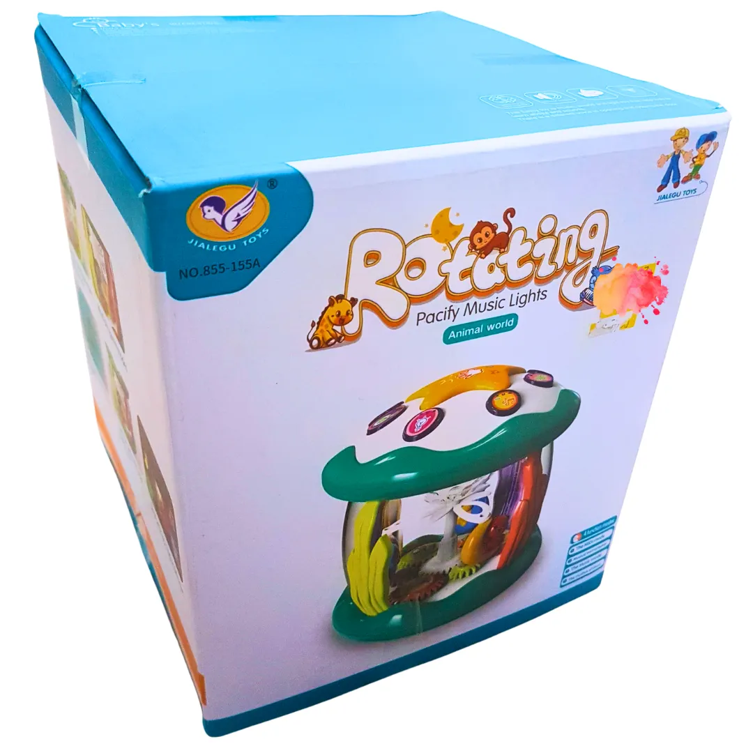 Rotating Pacify Music Lights Toy - Interactive Animal World with Music and Lights for Babies Aged 6  Months