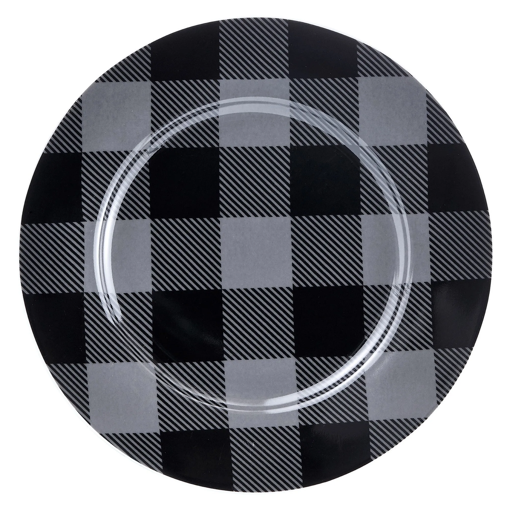 Safdie & Co. Dinnerset 16PC Buffalo Plaid Grey/Black
