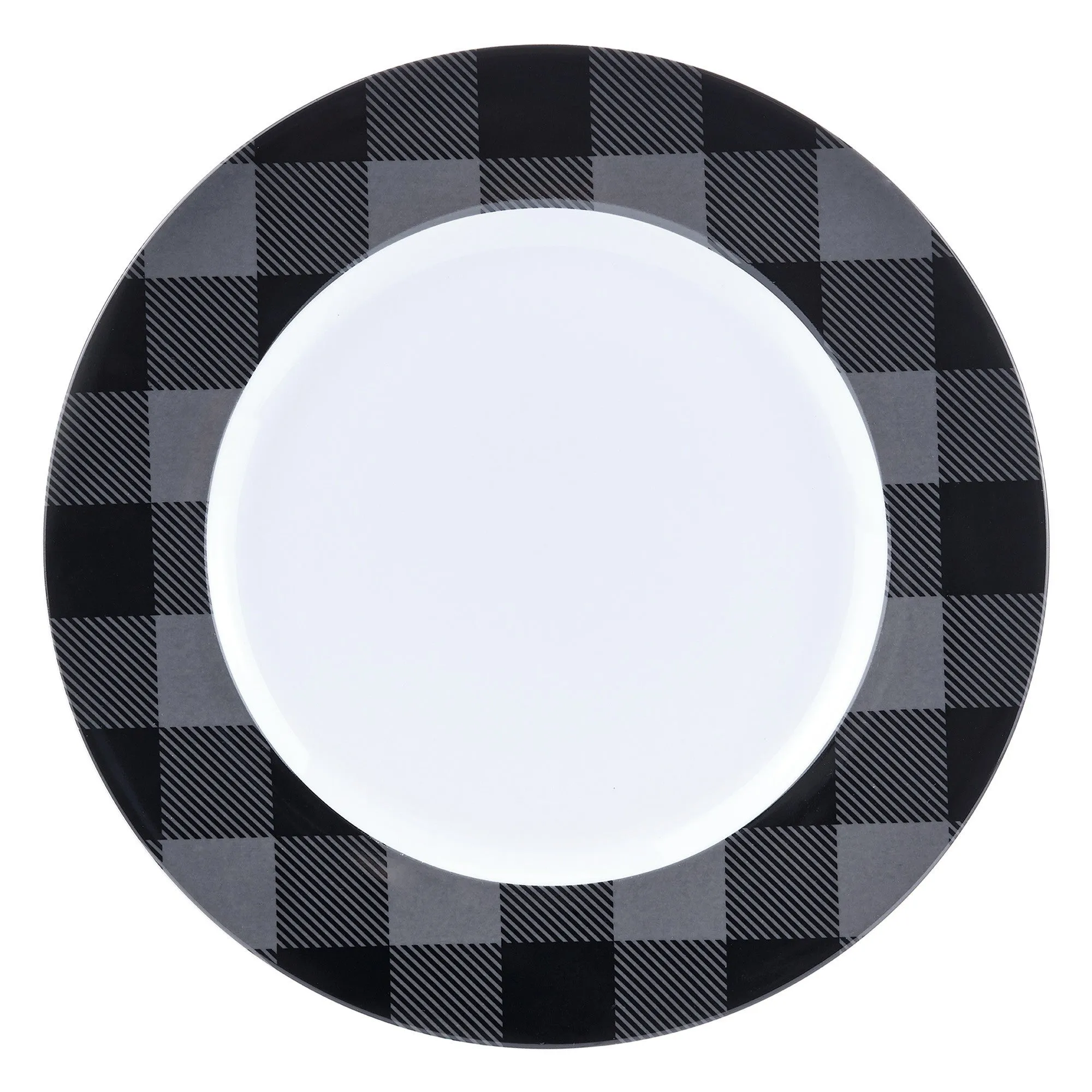 Safdie & Co. Dinnerset 16PC Buffalo Plaid Grey/Black