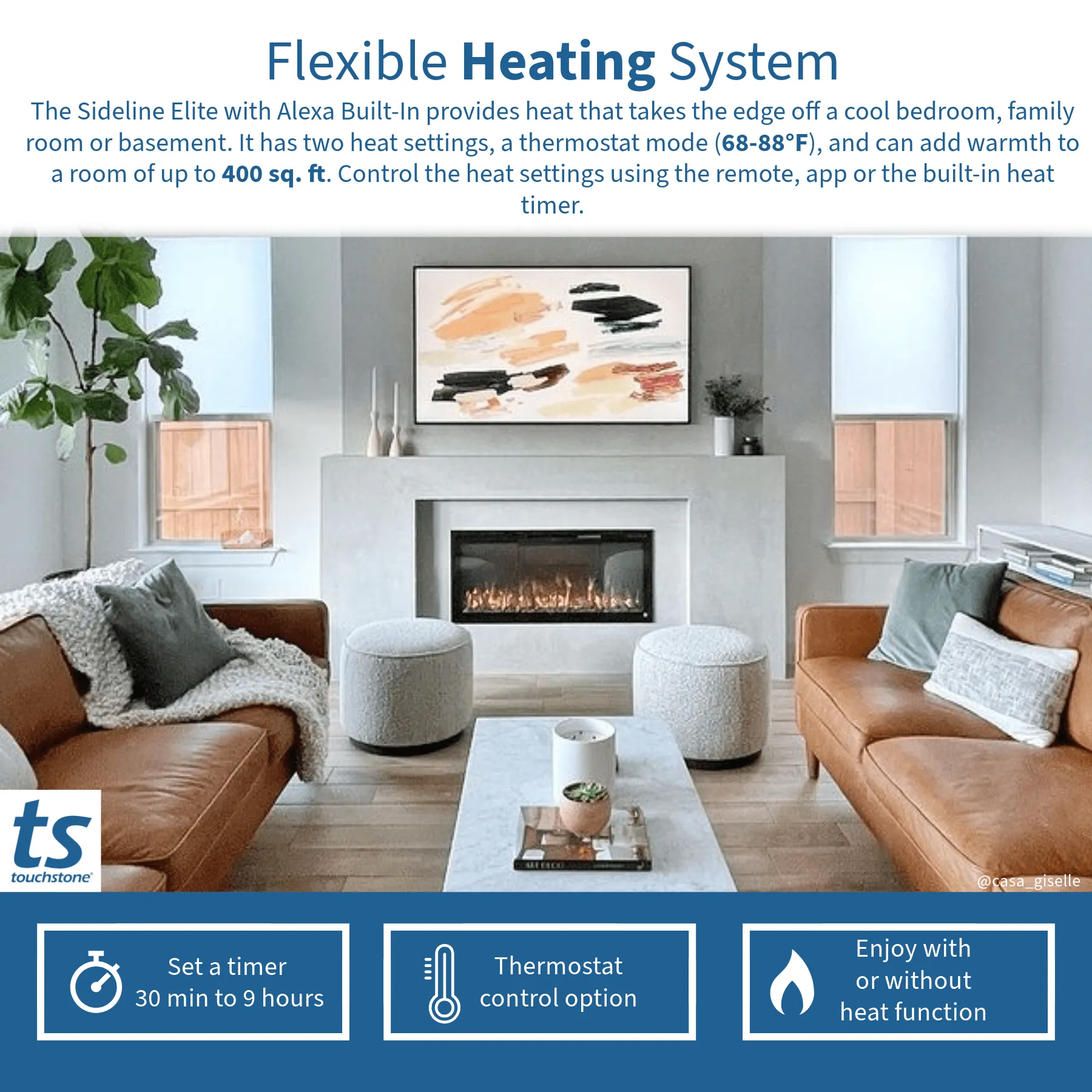 Sideline Elite 42 Inch Recessed Smart Electric Fireplace with Alexa Built-in 80068